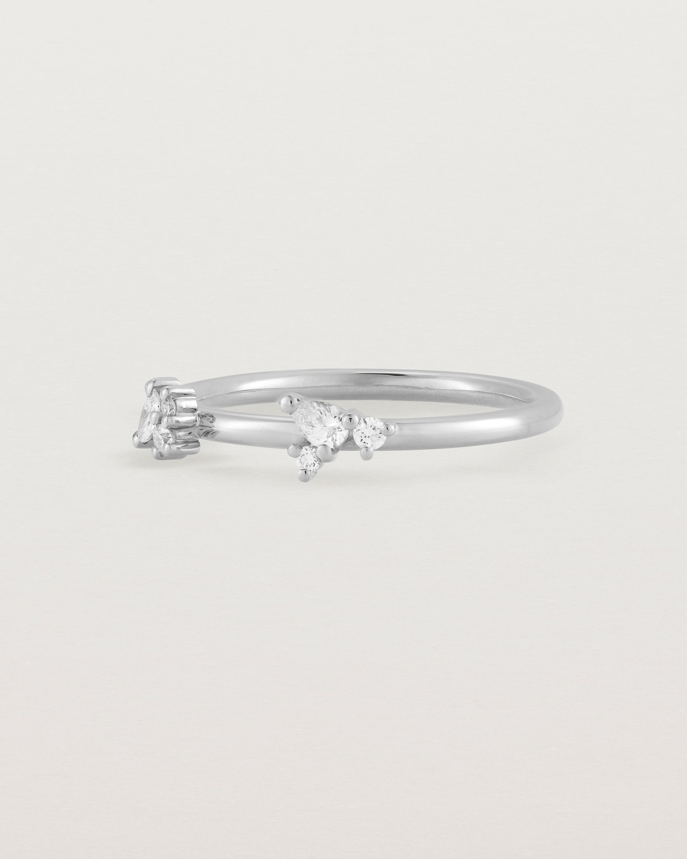 Angled view of the Etta Cluster Ring | Diamonds in White Gold.
