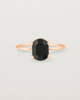 Front view of the Fei Ring | Black Spinel in Rose Gold.