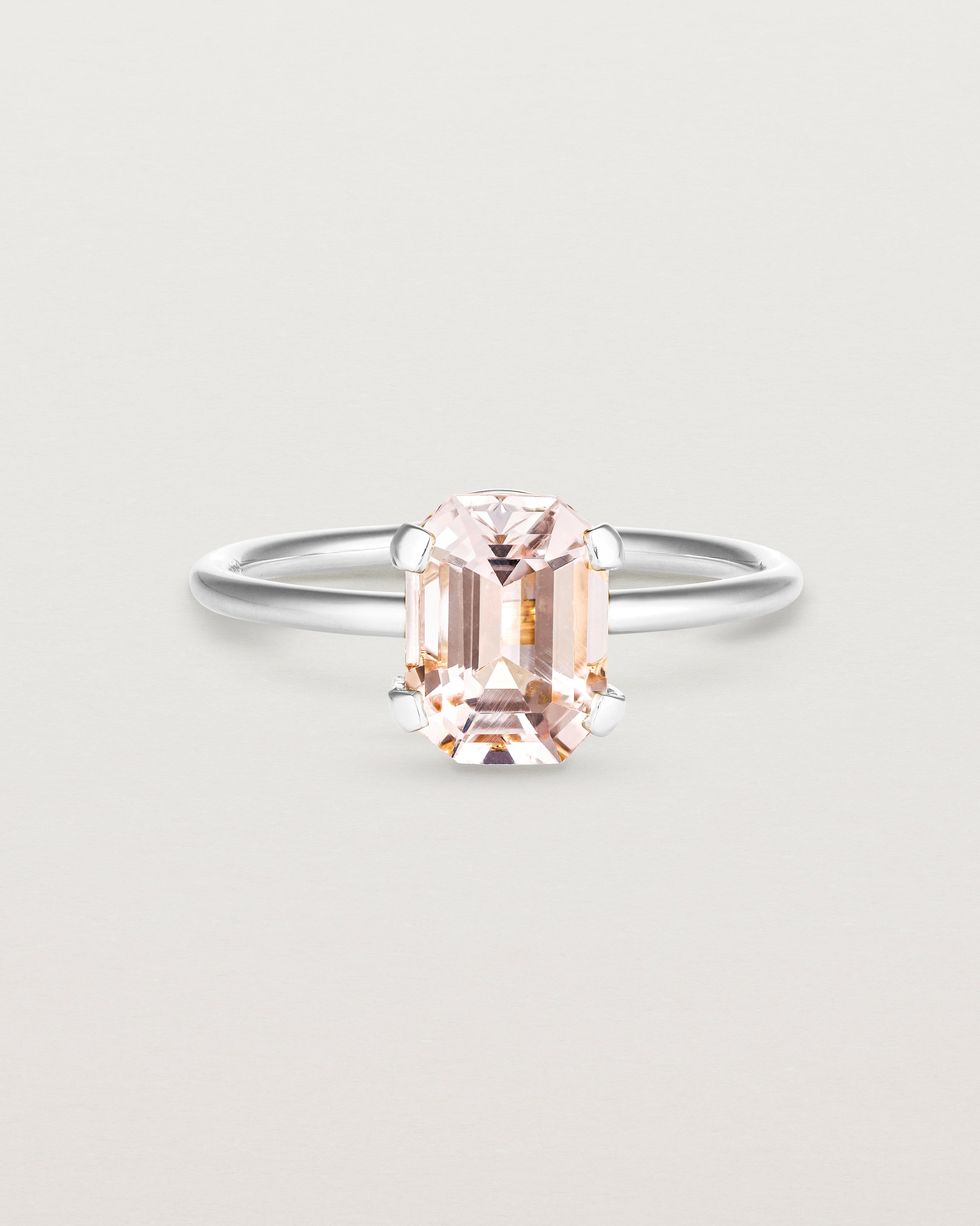 Front view of the Fei Ring | Morganite silver 