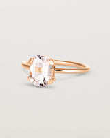 Angled view of the Fei Ring | Morganite rose gold.