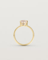 Standing view of the Fei Ring | Morganite yellow gold.