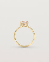 Standing view of the Fei Ring | Morganite yellow gold.