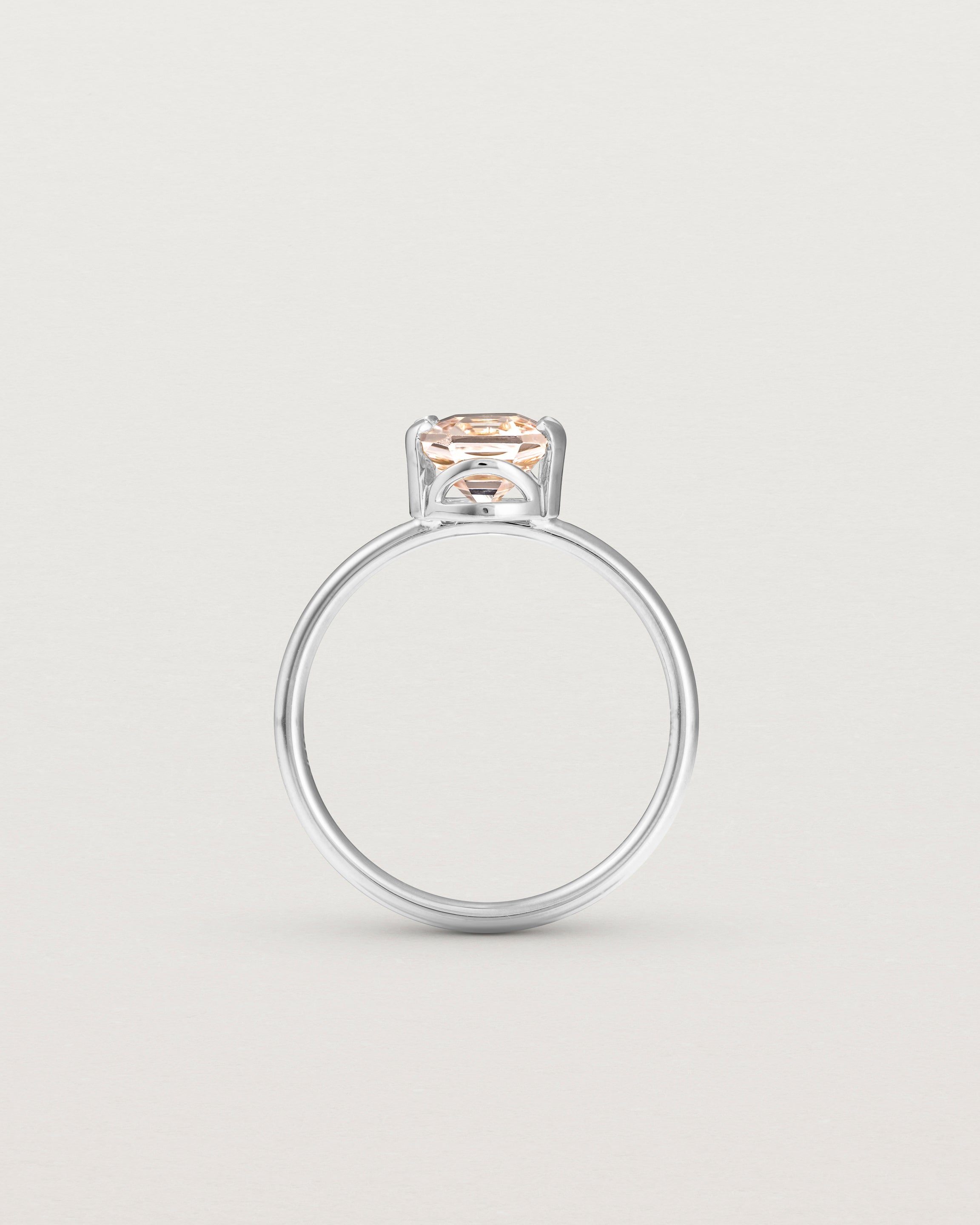 Standing view of the Fei Ring | Morganite silver 