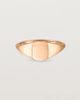 A simple signet with an elongated rectangular face in rose gold