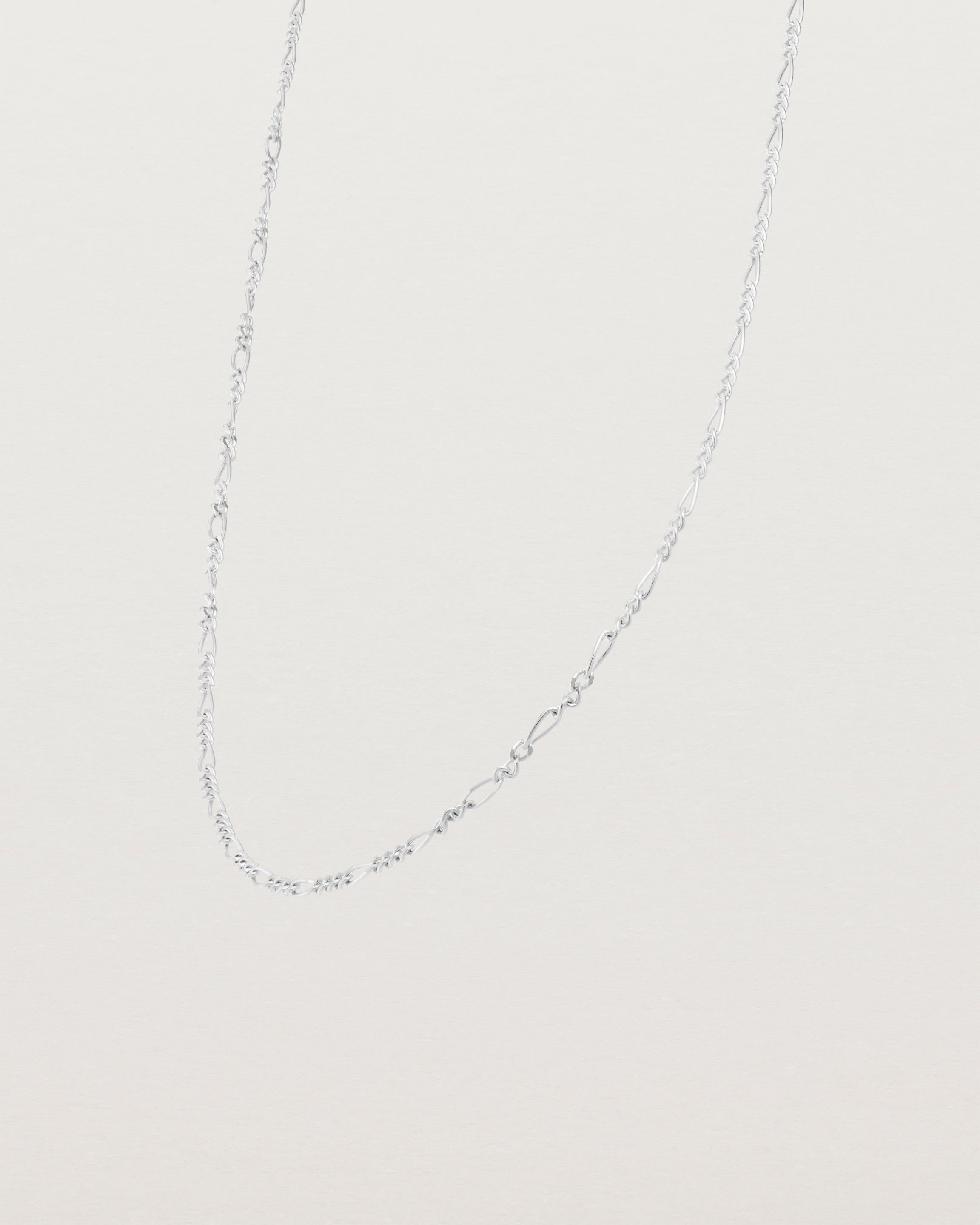 Our fine Figaro chain in sterling silver.