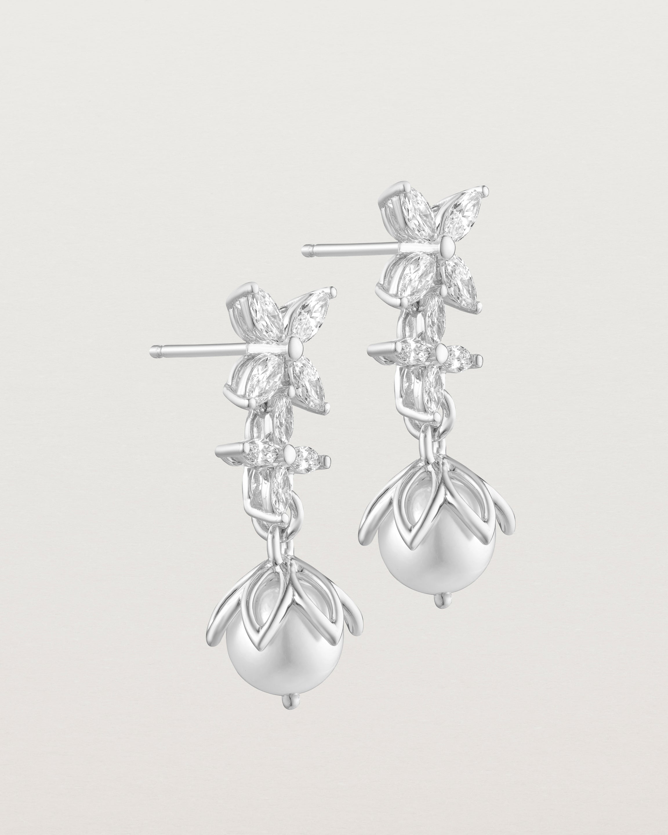 Fleur Earrings | Pearl & Natural Diamonds