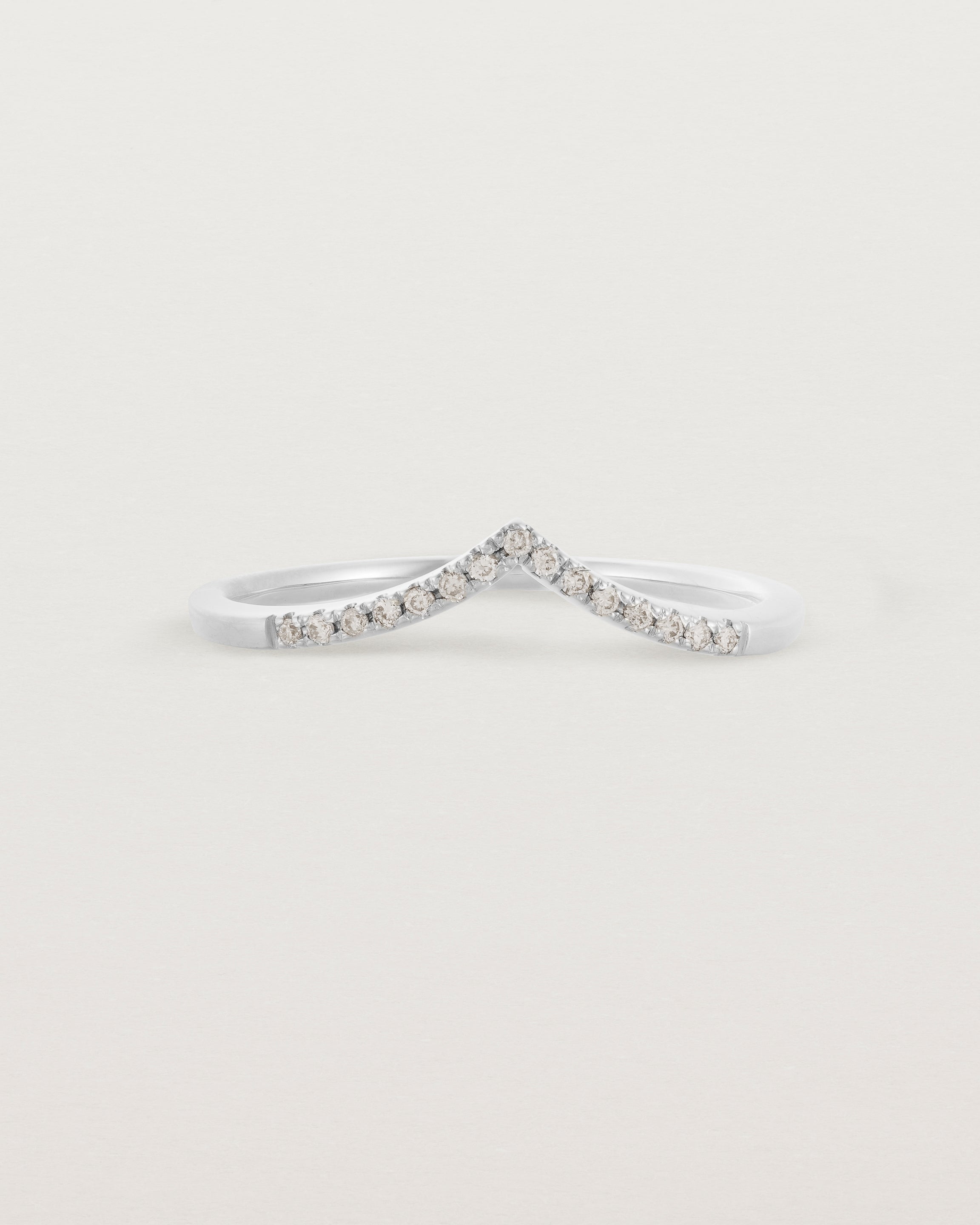 Front view of the Gentle Point Ring | Champagne Diamond in White Gold.