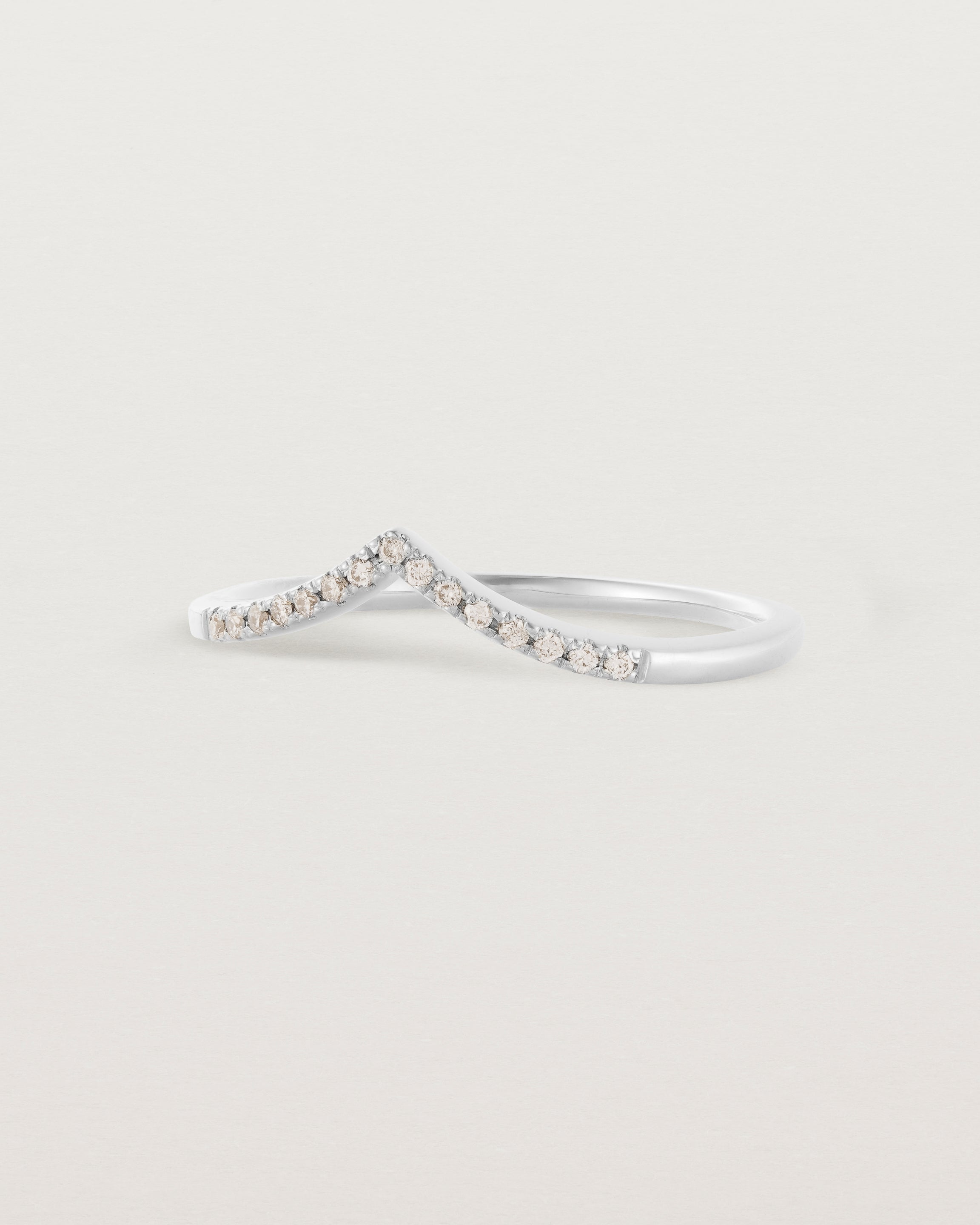 Angled view of the Gentle Point Ring | Champagne Diamond in White Gold.