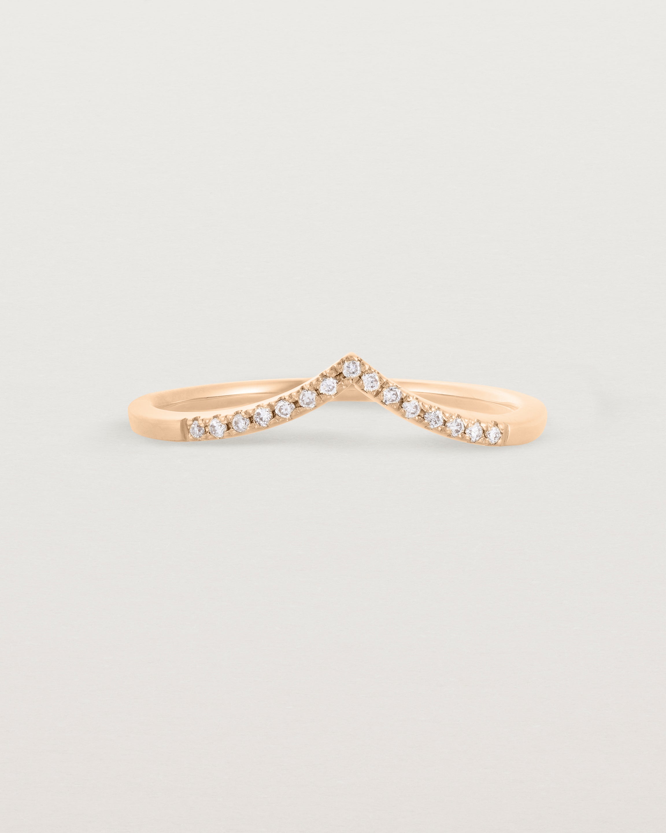 White diamond gentle point ring crafted in rose gold