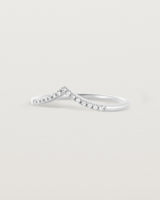 Side view of our white diamond gentle point ring in white gold