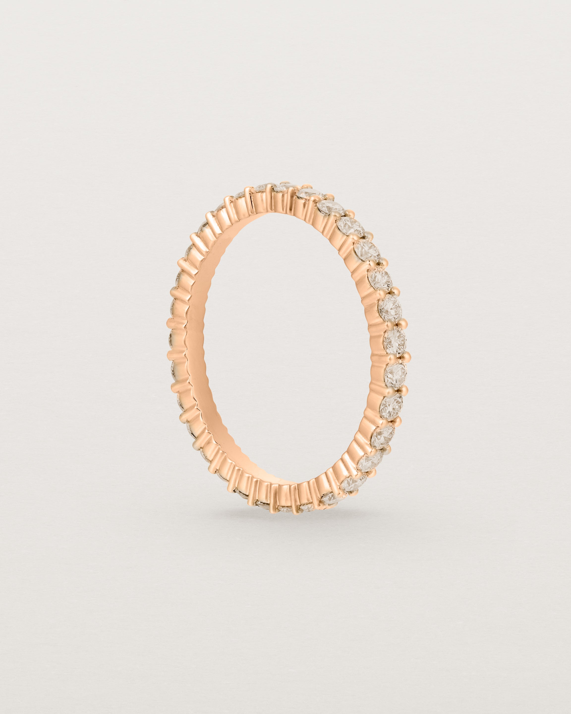 Standing view of the Grace Ring | Champagne Diamonds | Rose Gold.