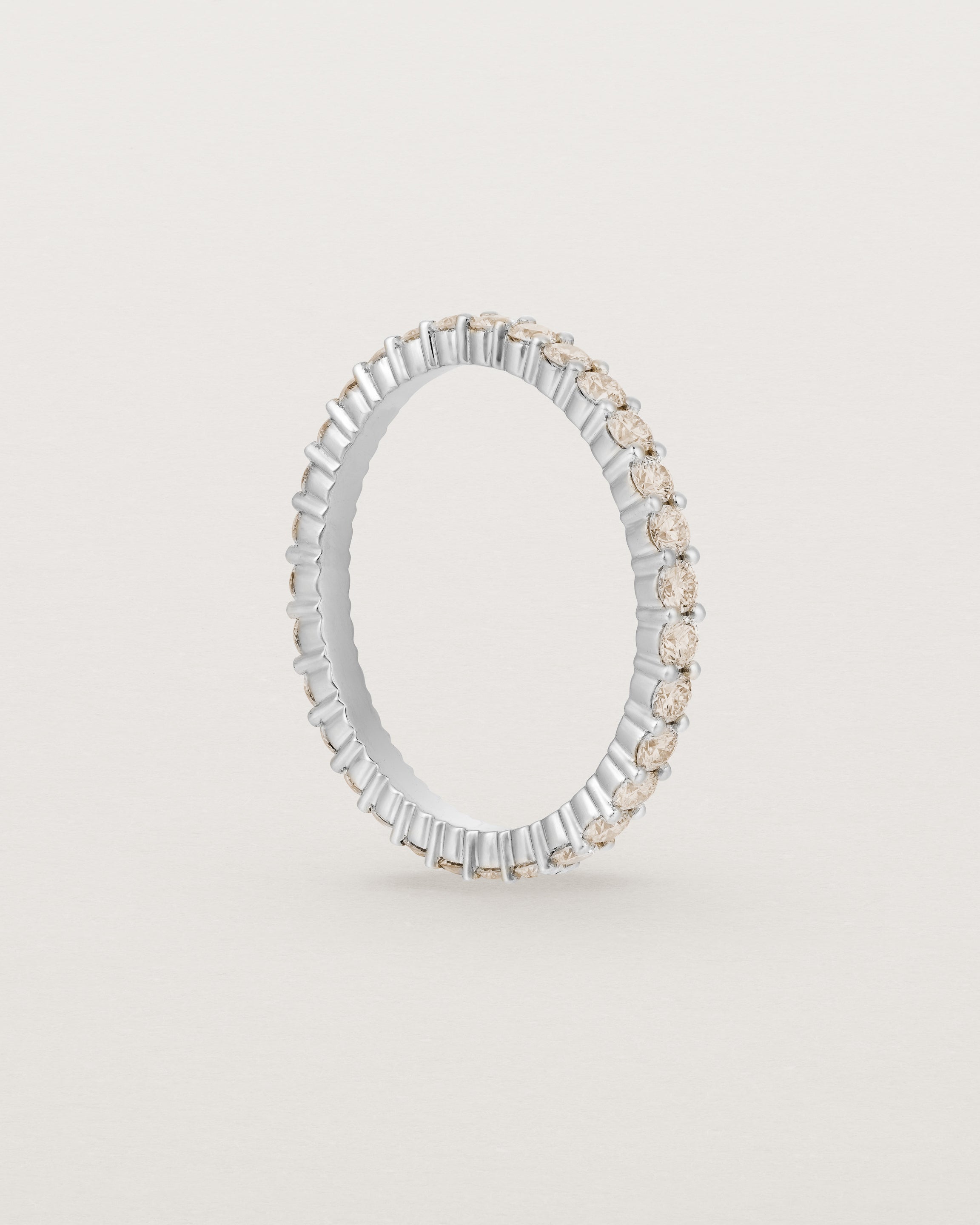 Standing view of the Grace Ring | Champagne Diamonds | White Gold.