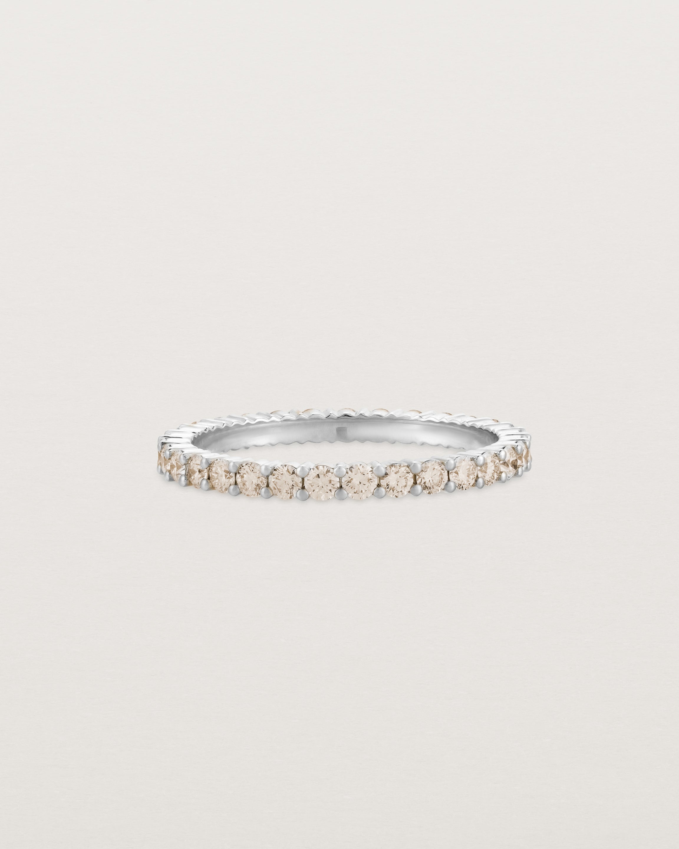 Front view of the Grace Ring | Champagne Diamonds | White Gold.