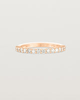 Angled view of the Demi Grace Ring | White Diamonds in rose gold.