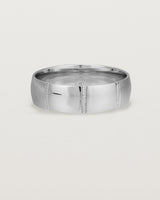 Front view of the Grain Wedding Ring | 6mm | White Gold.