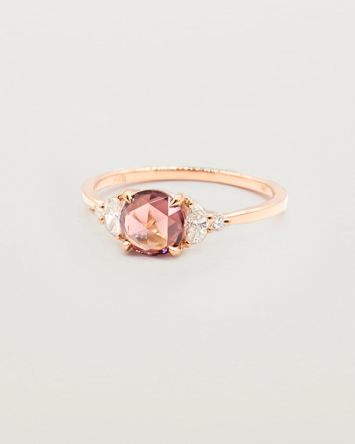 Peach Zircon engagement ring in Rose Gold