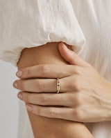 A woman wearing the Aine Signet Ring | Coloured Stones | White Gold