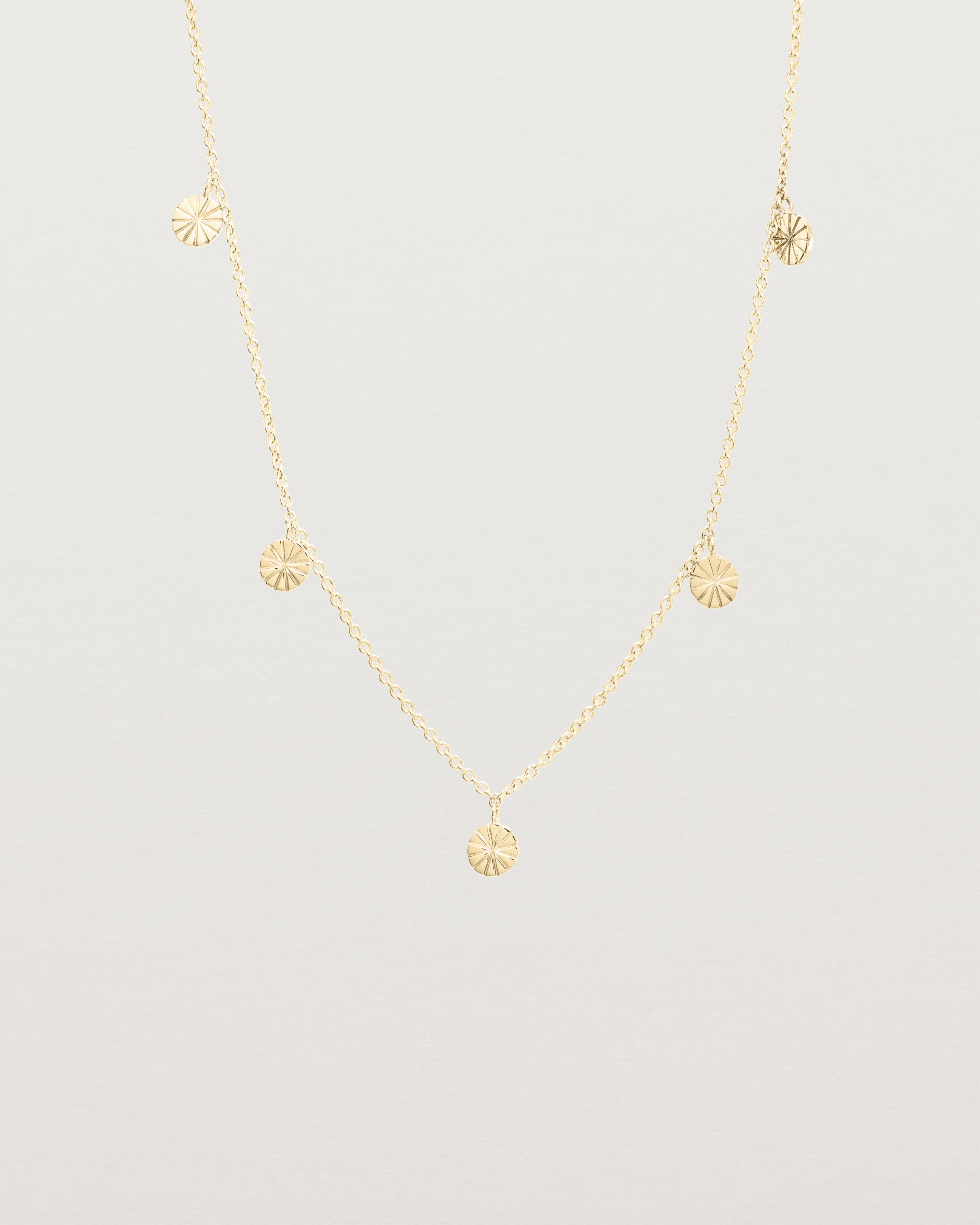 Front view of the Jia Charm Necklace | Yellow Gold.