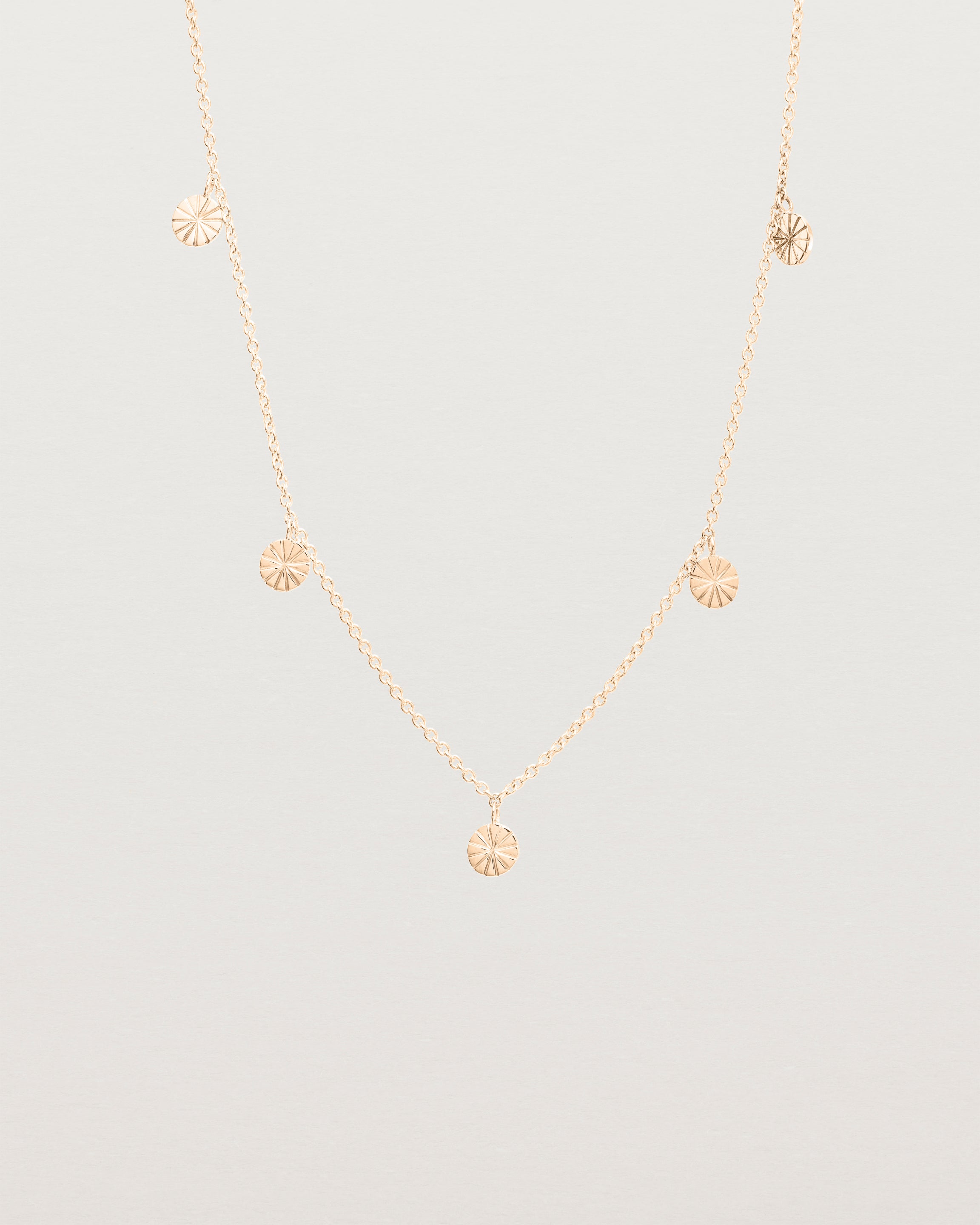 Front view of the Jia Charm Necklace | Rose Gold.