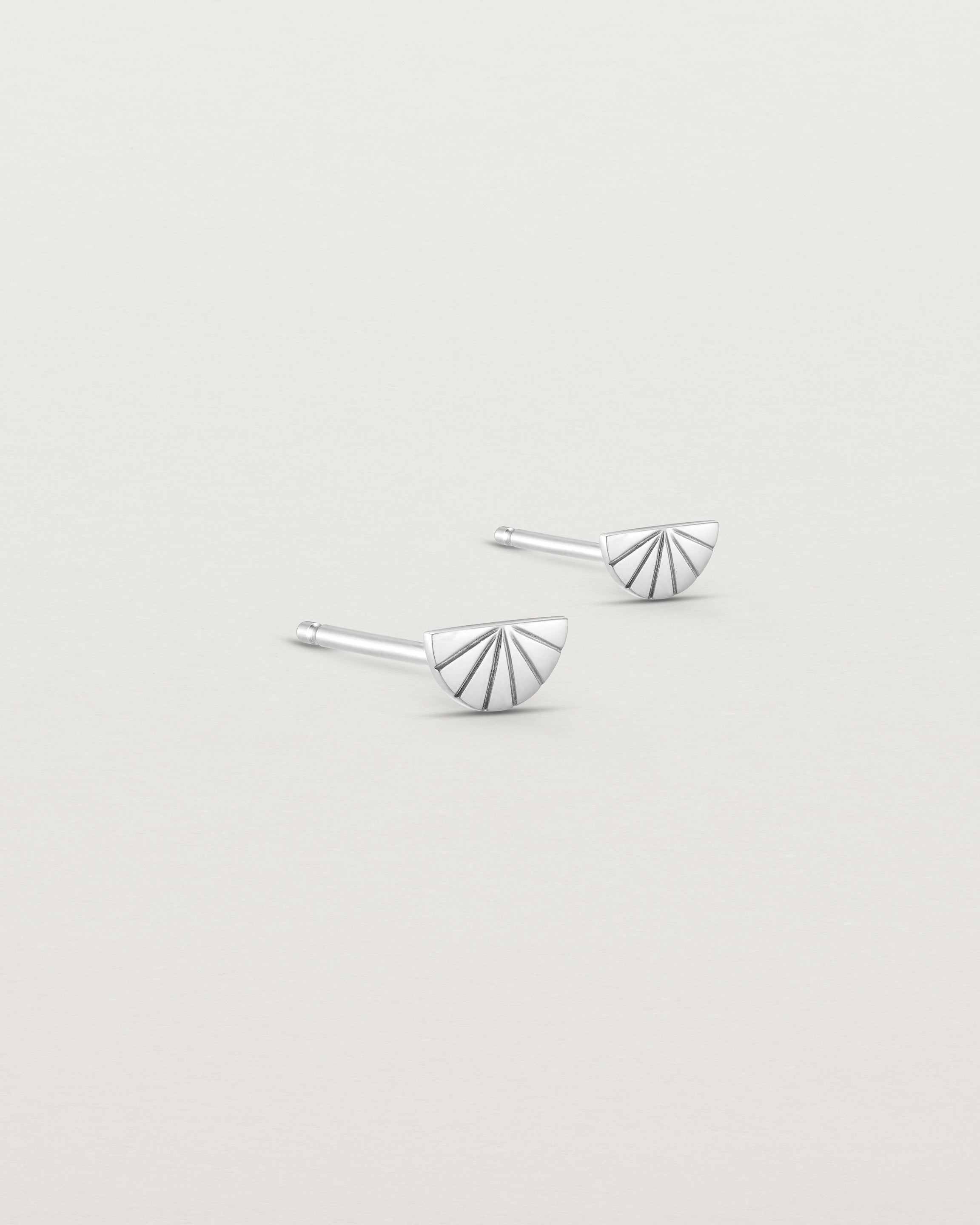 Angled view of the Jia Studs in sterling silver.