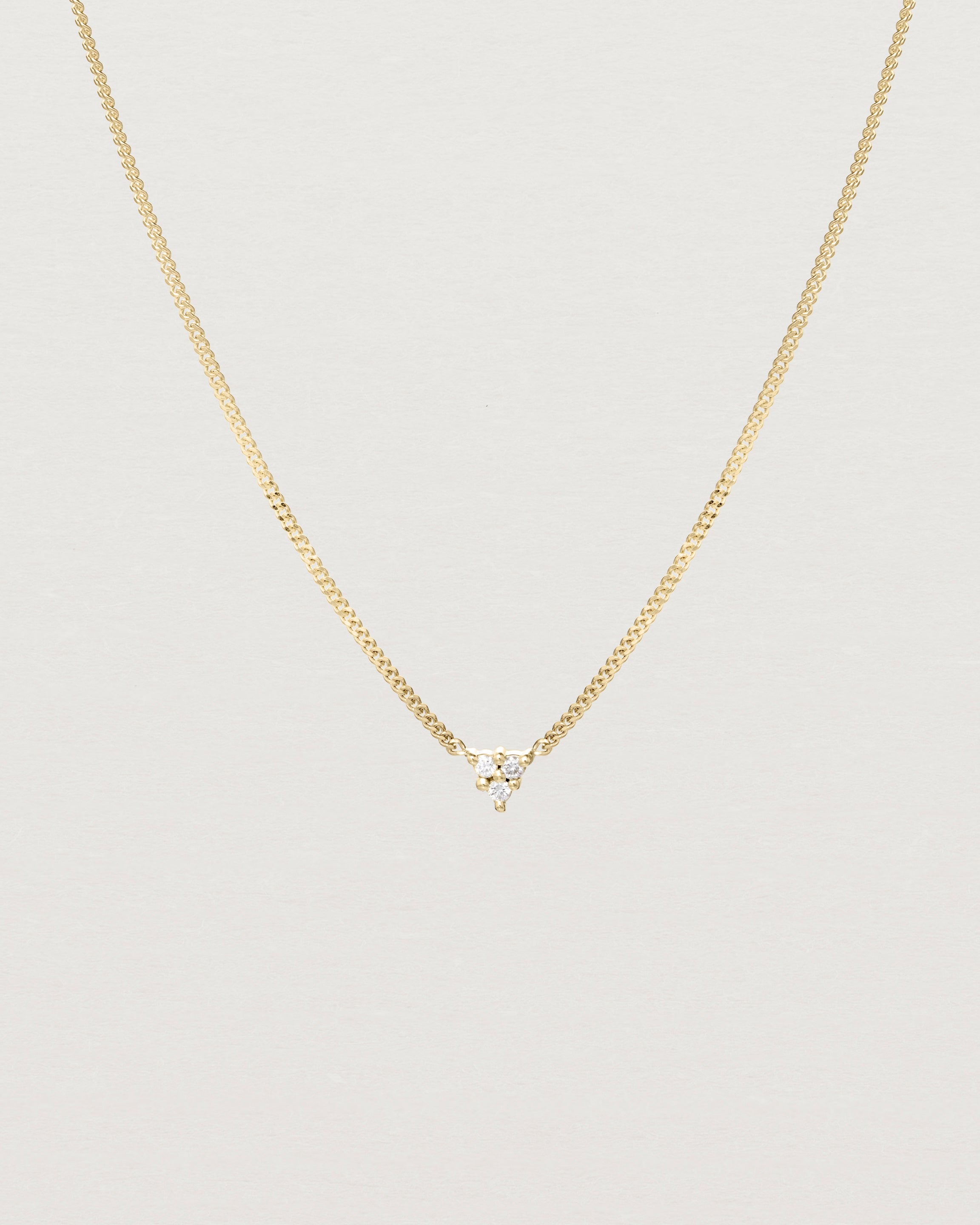 Close up view of the Kalani Necklace | Diamonds in yellow gold.