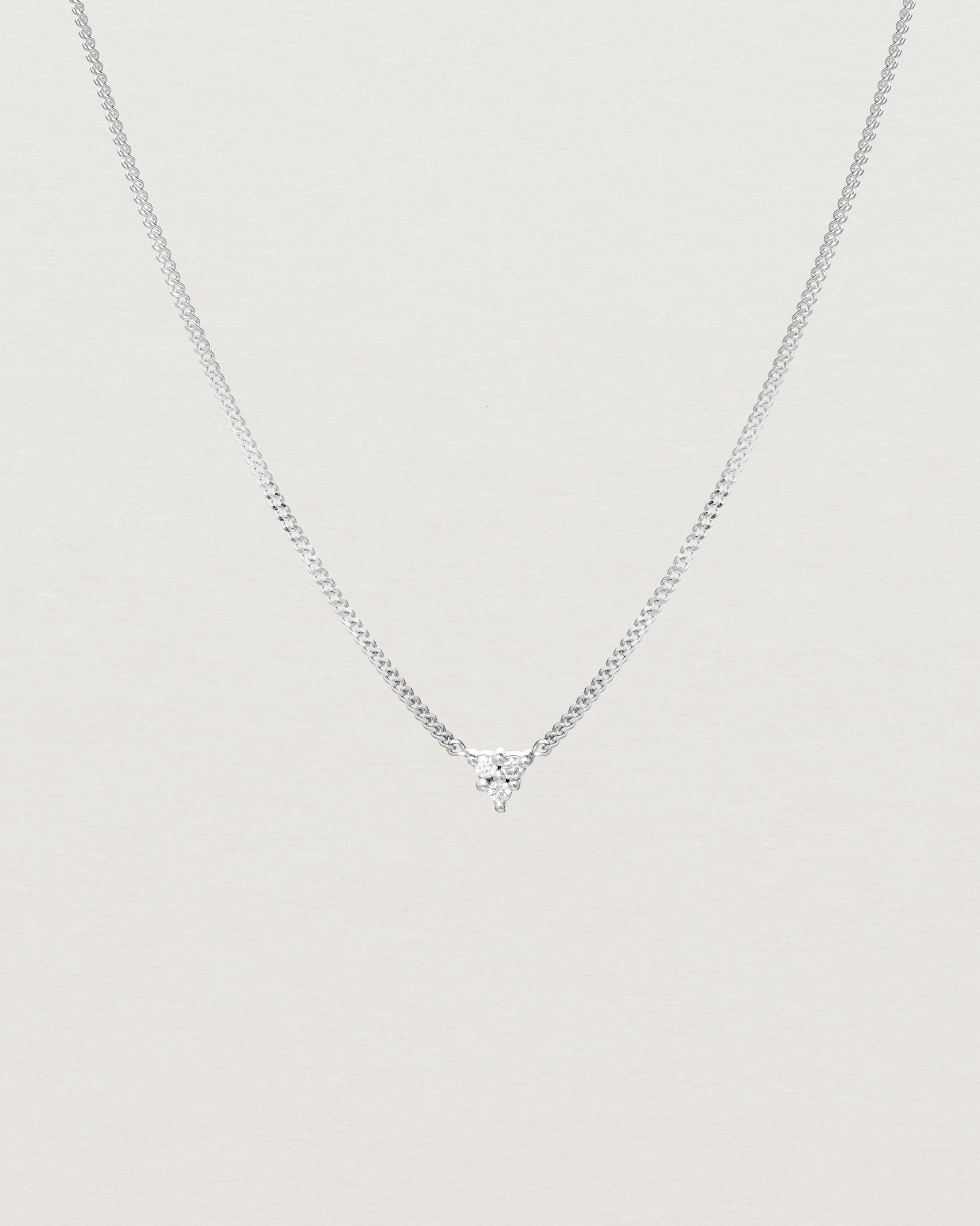 Close up view of the Kalani Necklace | Diamonds in white gold.