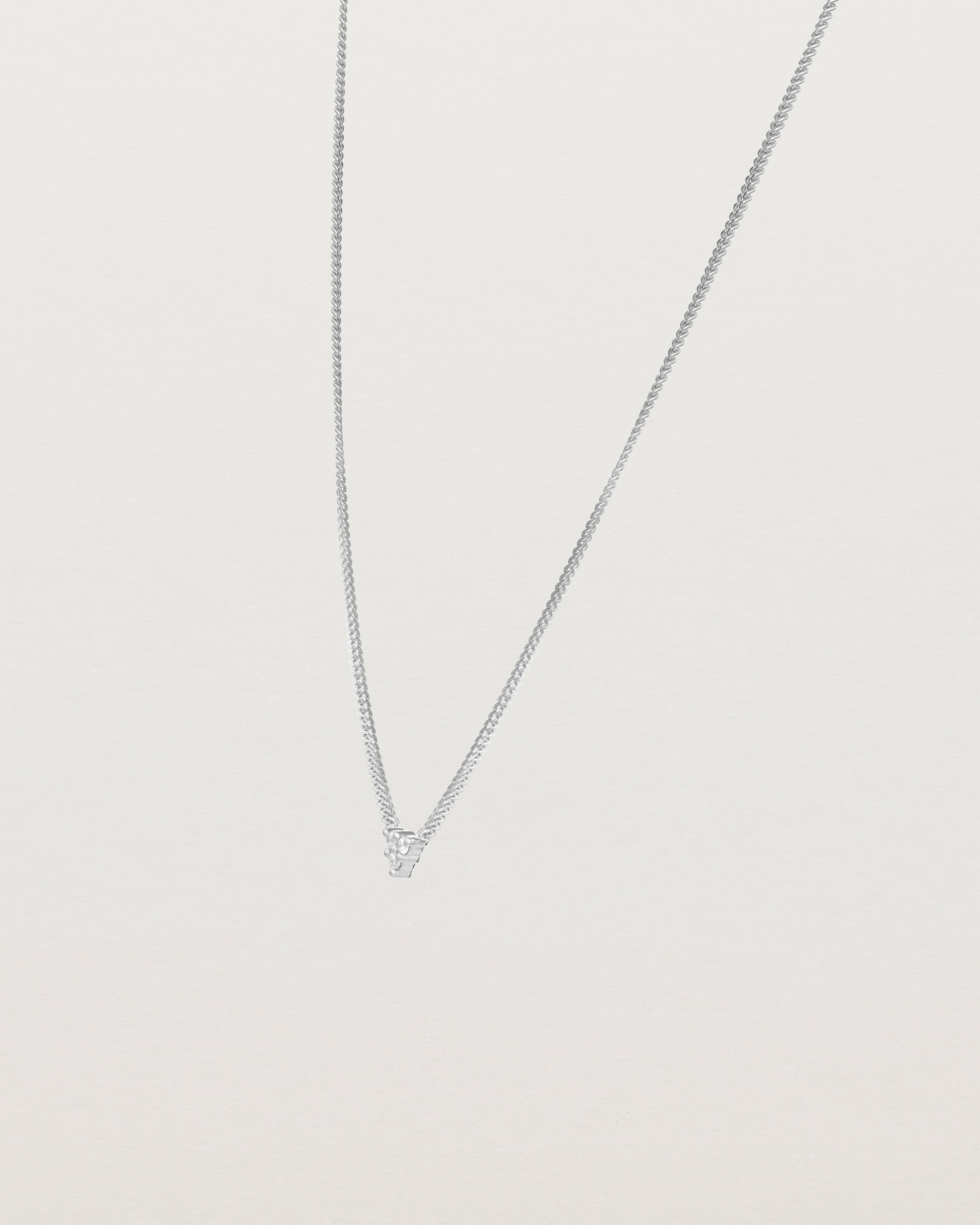 Angled view of the Kalani Necklace | Diamonds in white gold.