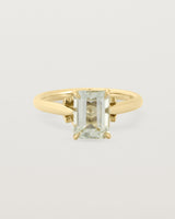 Front view of the Front view of the Kalina Emerald Solitaire | Green Amethyst | Yellow Gold.