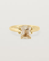 Front view of the Kalina Emerald Solitaire | Savannah Sunstone | Yellow Gold.