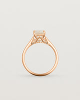 Standing view of the Kalina Emerald Solitaire | Savannah Sunstone | Rose Gold.