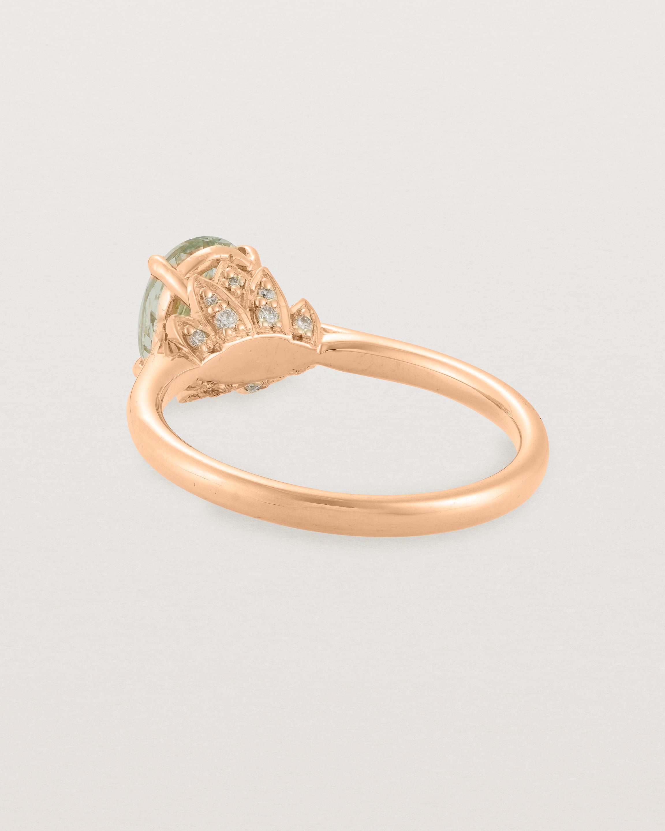 Back view of the Kalina Oval Solitaire | Green Amethyst | Rose Gold.