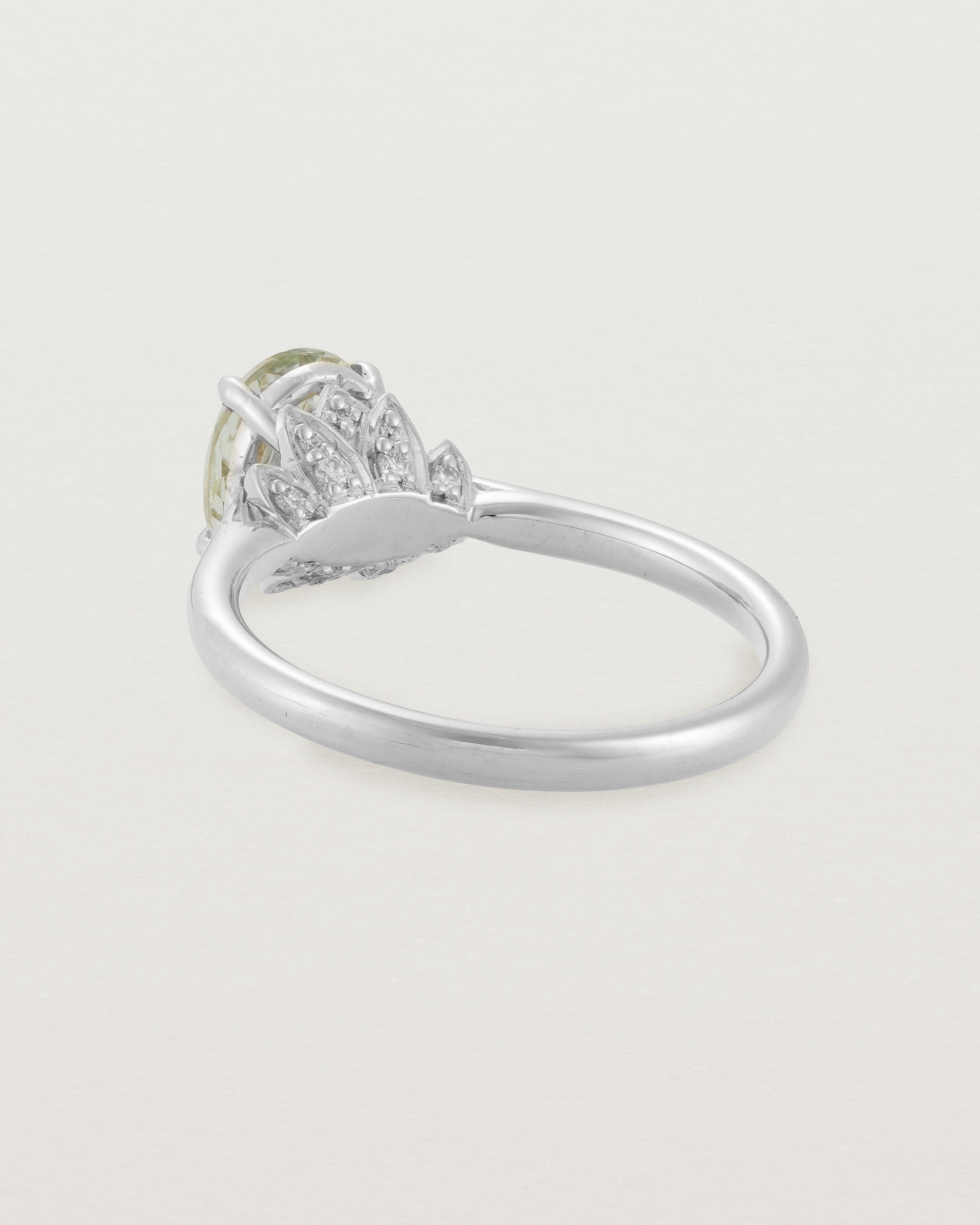 Back view of the Kalina Oval Solitaire | Green Amethyst | White Gold.