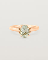Front view of the Kalina Oval Solitaire | Green Amethyst | Rose Gold.