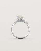 Standing view of the Kalina Oval Solitaire | Green Amethyst | White Gold.