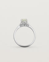 Standing view of the Kalina Oval Solitaire | Green Amethyst | White Gold.