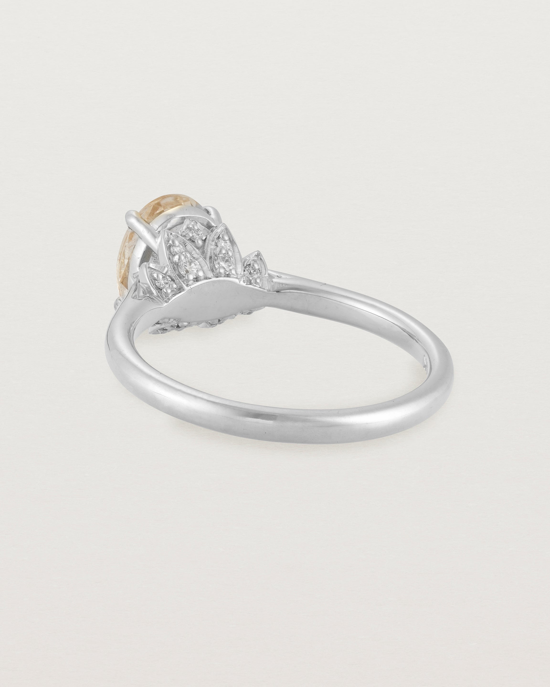 Back view of the Kalina Oval Solitaire | Savannah Sunstone | White Gold.