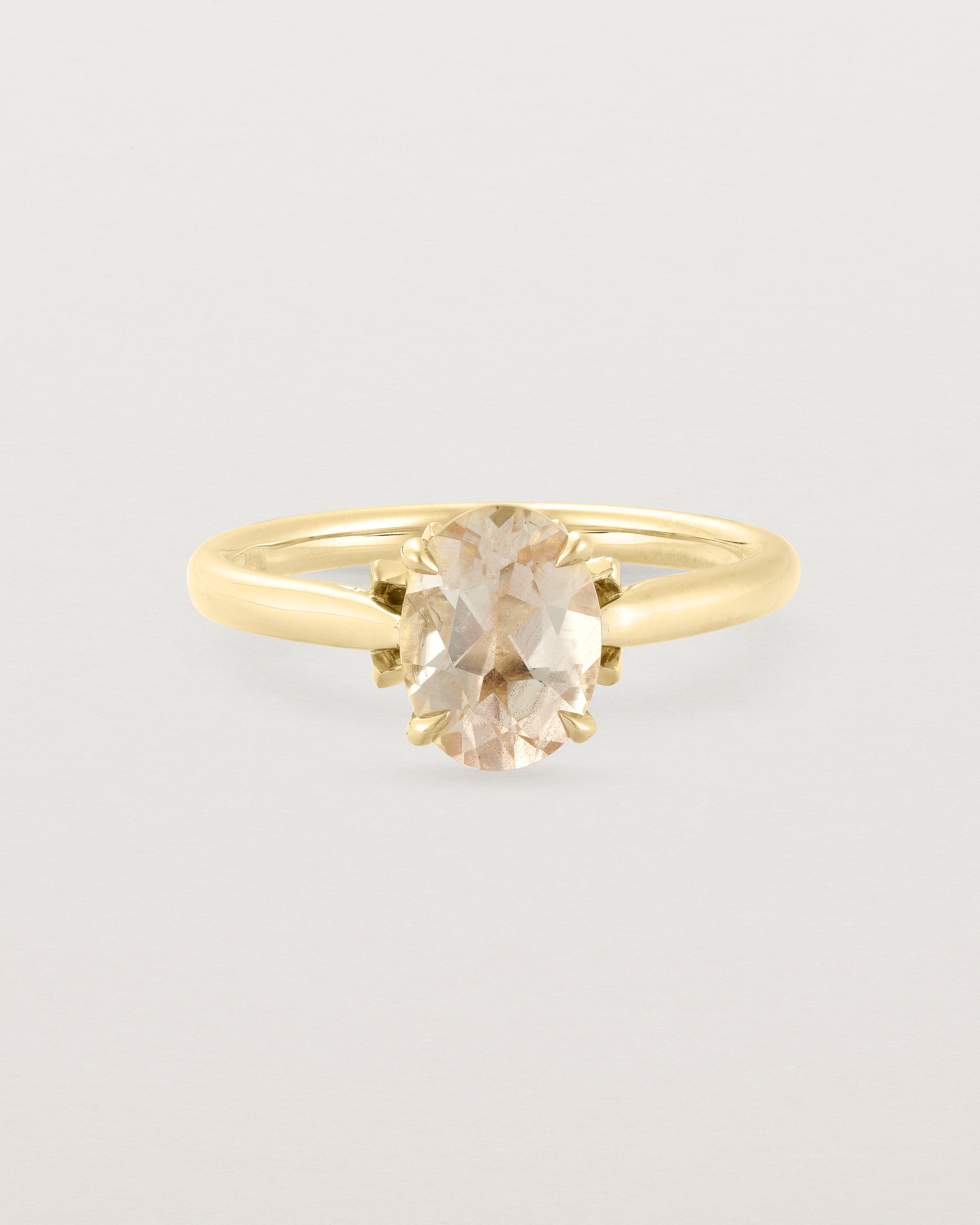 Front view of the Kalina Oval Solitaire | Savannah Sunstone | Yellow Gold.