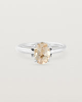 Front view of the Kalina Oval Solitaire | Savannah Sunstone | White Gold.