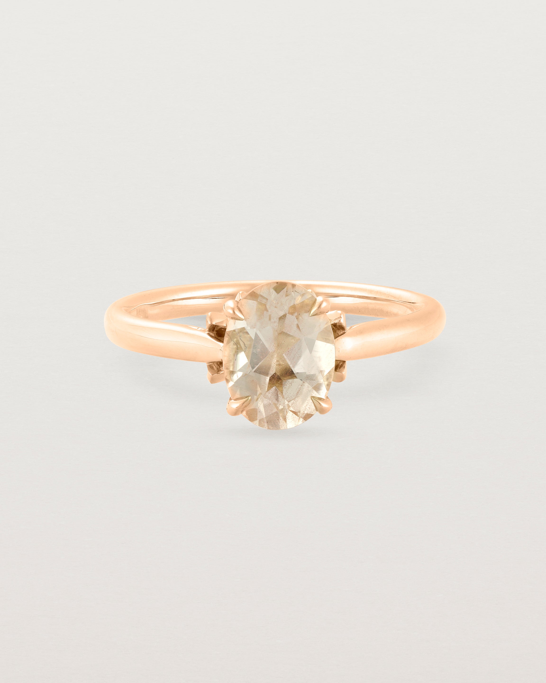Front view of the Kalina Oval Solitaire | Savannah Sunstone | Rose Gold.