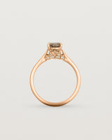 Standing view of the Kalina Oval Solitaire | Smokey Quartz | Rose Gold.