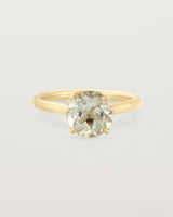 Front view of the Kalina Round Solitaire | Green Amethyst | Yellow Gold.