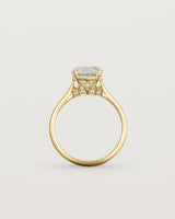 Standing view of the Kalina Round Solitaire | Green Amethyst | Yellow Gold.