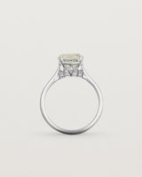 Standing view of the Kalina Round Solitaire | Green Amethyst | White Gold.
