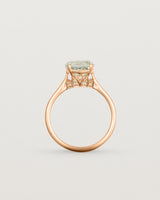 Standing view of the Kalina Round Solitaire | Green Amethyst | Rose Gold.