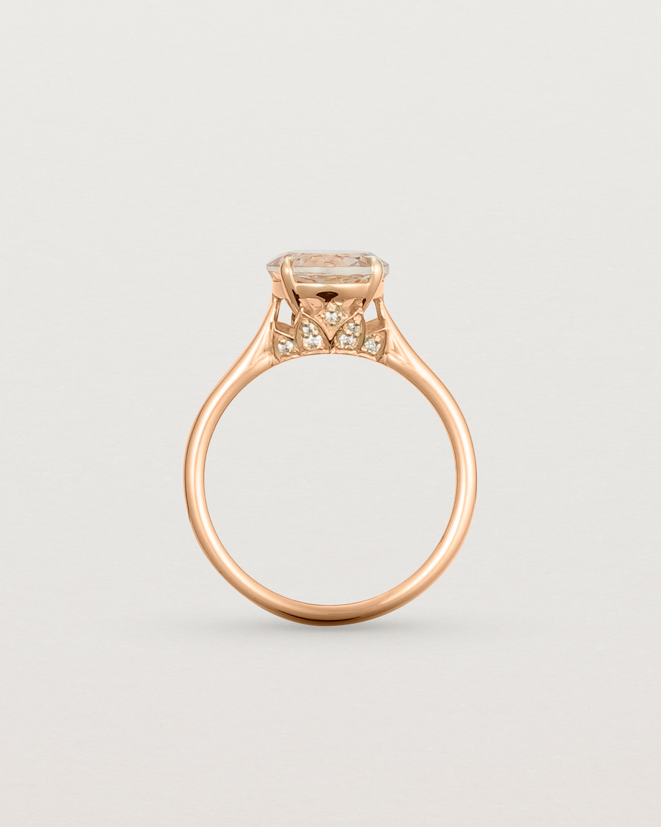 Standing view of the Kalina Round Solitaire | Savannah Sunstone | Rose Gold.