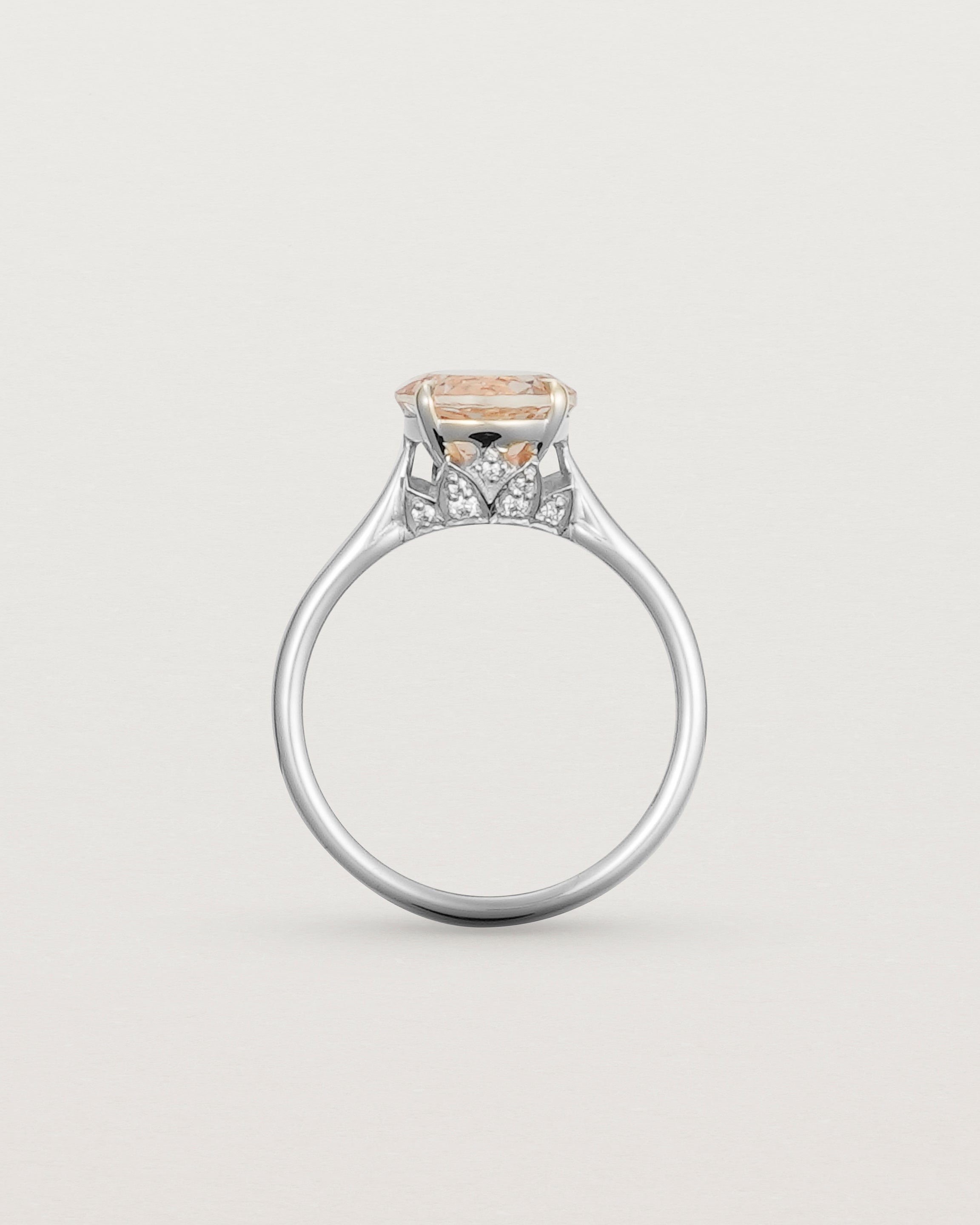 Standing view of the Kalina Round Solitaire | Savannah Sunstone | White Gold.