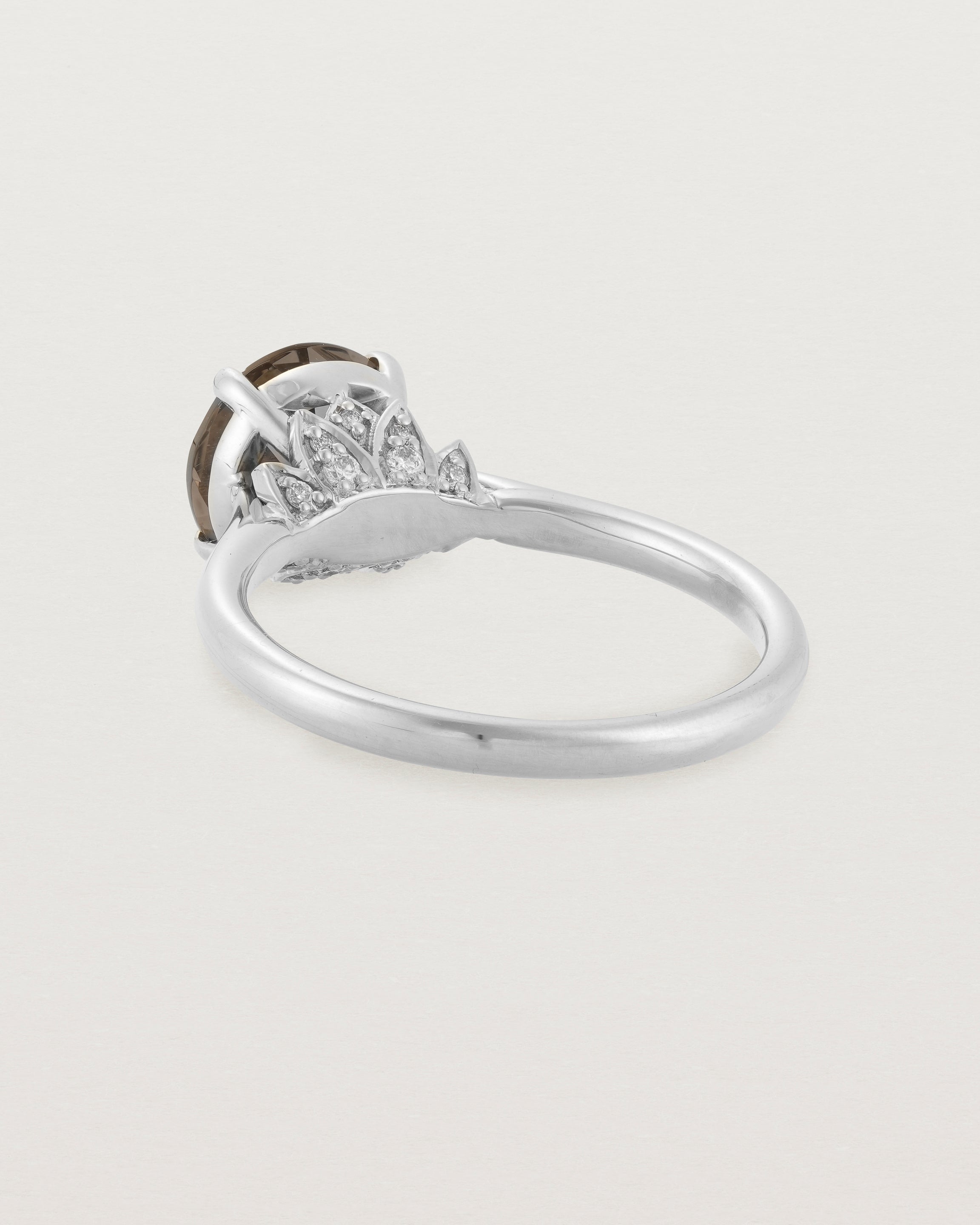 Back view of the Kalina Round Solitaire | Smokey Quartz | White Gold