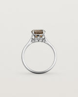 Standing view of the Kalina Round Solitaire | Smokey Quartz | White Gold