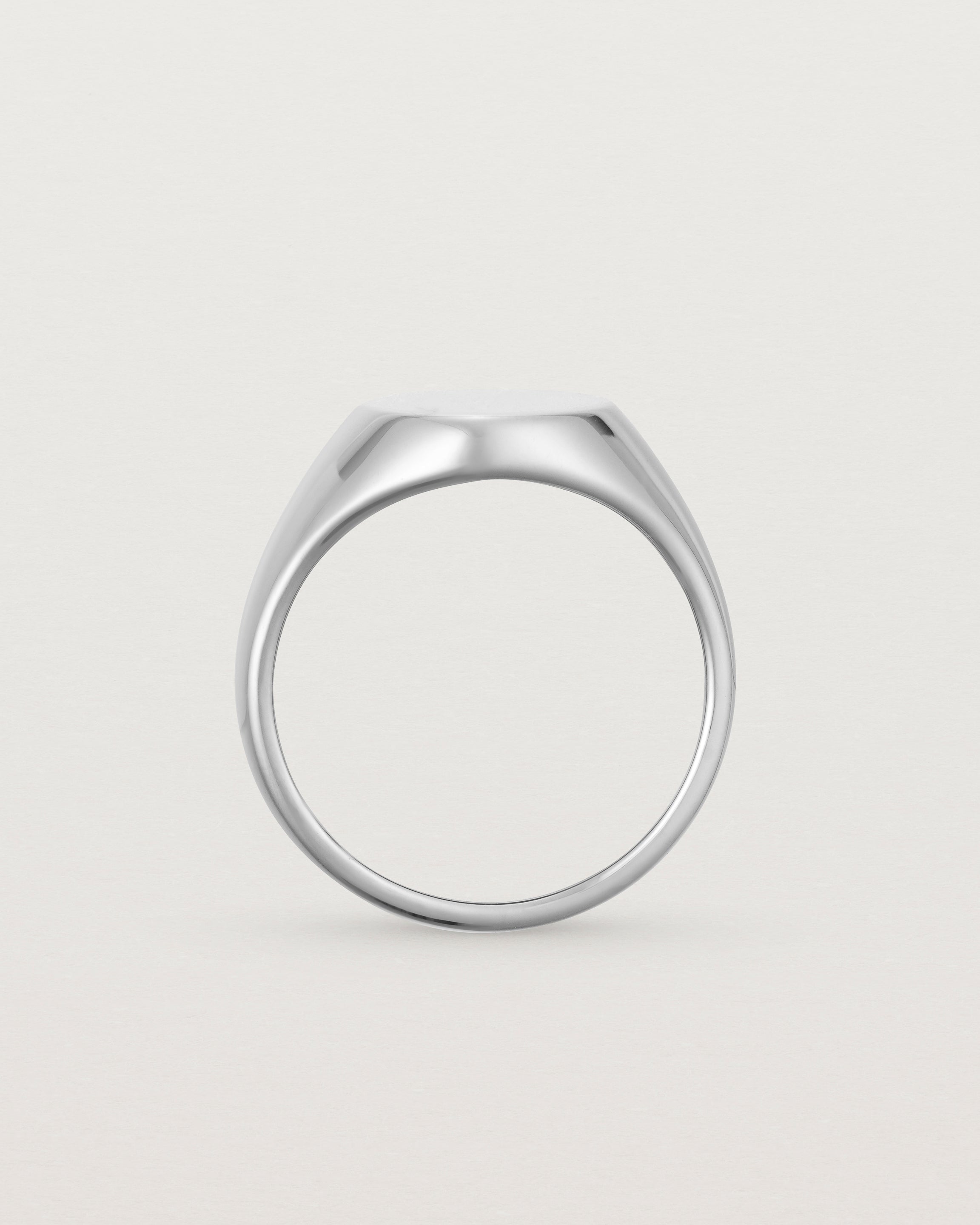 Standing view of the Kian Signet Ring | White Gold.