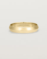 Front view of the Knife Edge Wedding Ring | 4mm | Yellow Gold.